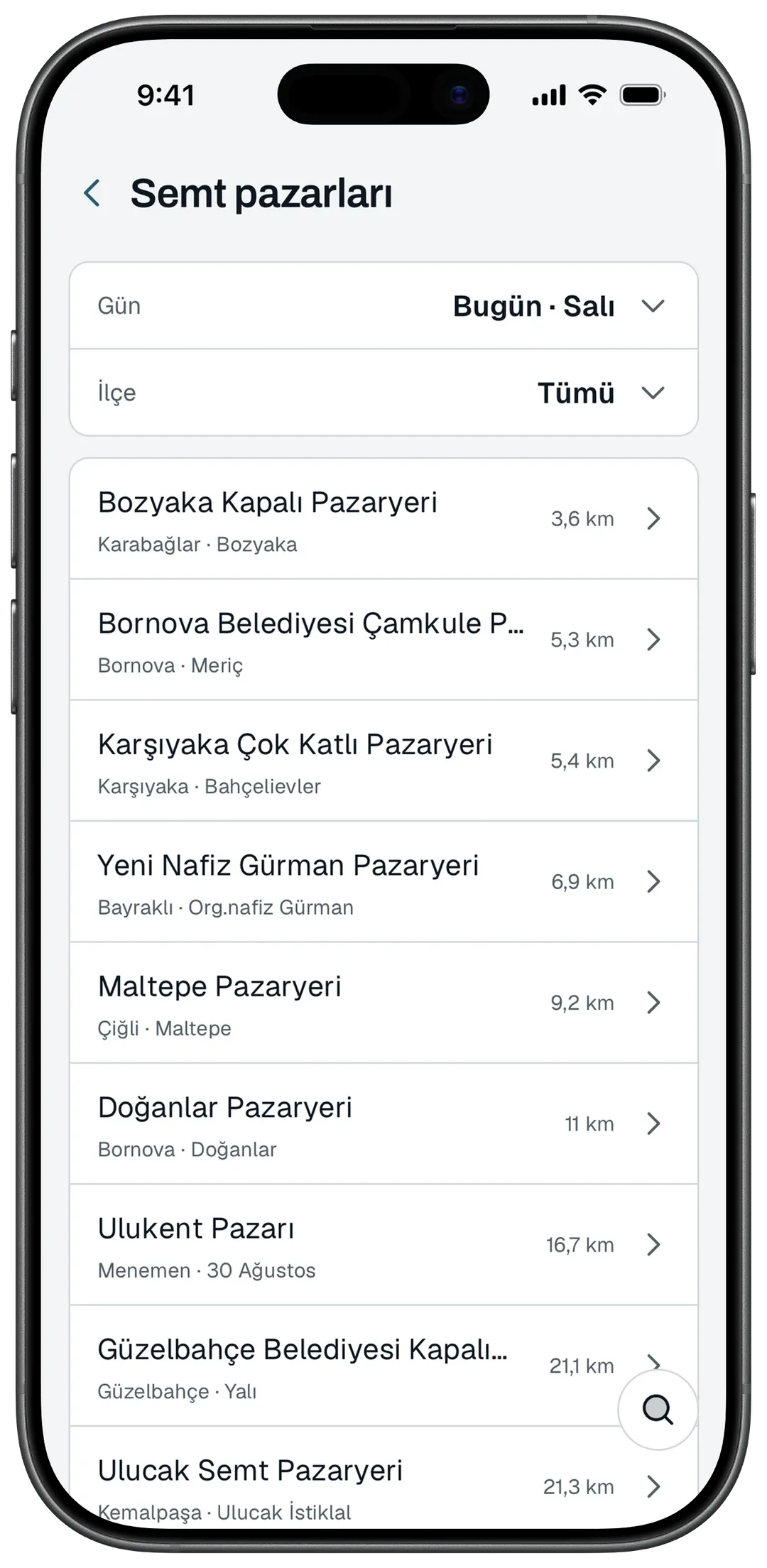 Semt pazarları: bugün kurulan pazarlar, ilçe süzgeci ve uzaklık